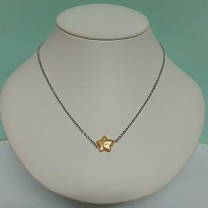 Star shaped freshwater pearl dainty necklace 17" +